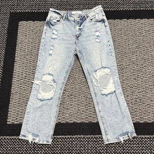 Loveret by Vervet Jeans Womens Sz 30 Distressed Thrashed Straight Leg Light Wash